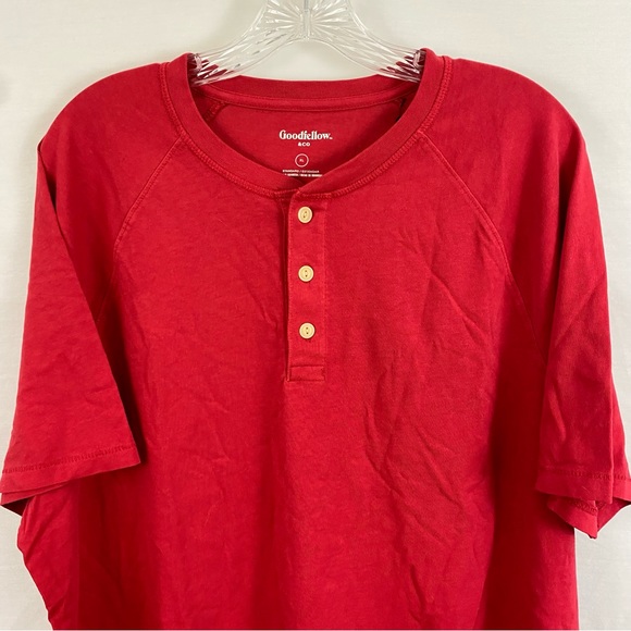 Goodfellow Henley Shirt Men's Extra Large Regular Fit Short Sleeve Red New - Picture 6 of 8